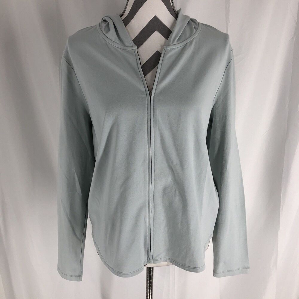 Nic+Zoe Sweatshirt Womens XL Green Zip Up LongSleeve Hooded Athletic